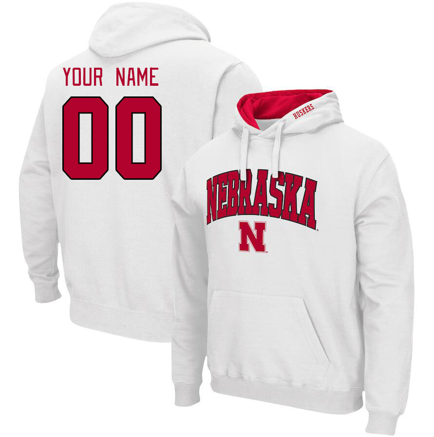 Custom Nebraska Huskers Name And Number College Hoodie-White - Click Image to Close